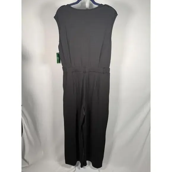 NWT Halara Jumpsuit V Neck Wide Leg Black XL - Picture 2 of 7